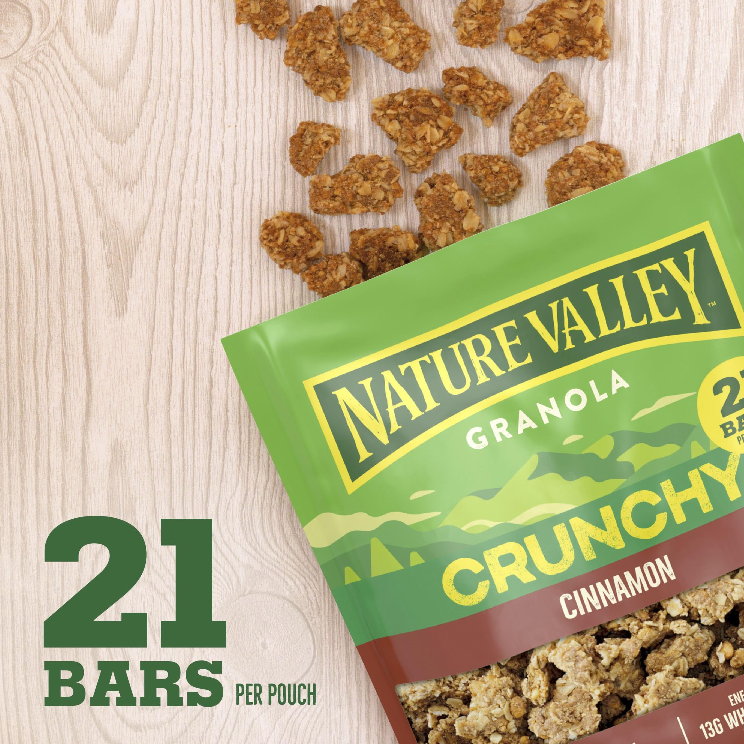 Nature Valley Crunchy Cinnamon Granola pouch resealable for easy school snacks