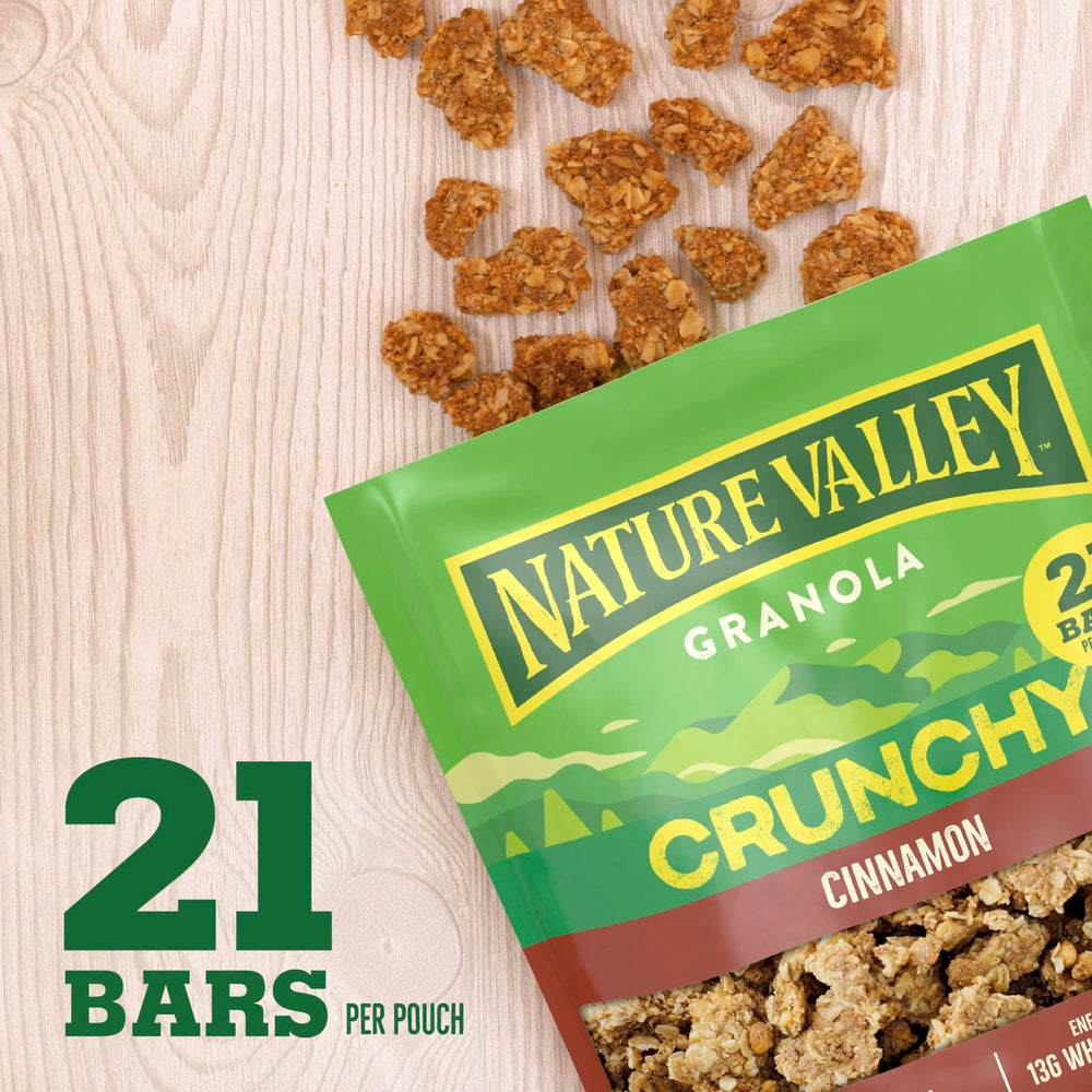 Nature Valley Crunchy Cinnamon Granola pouch resealable for easy school snacks