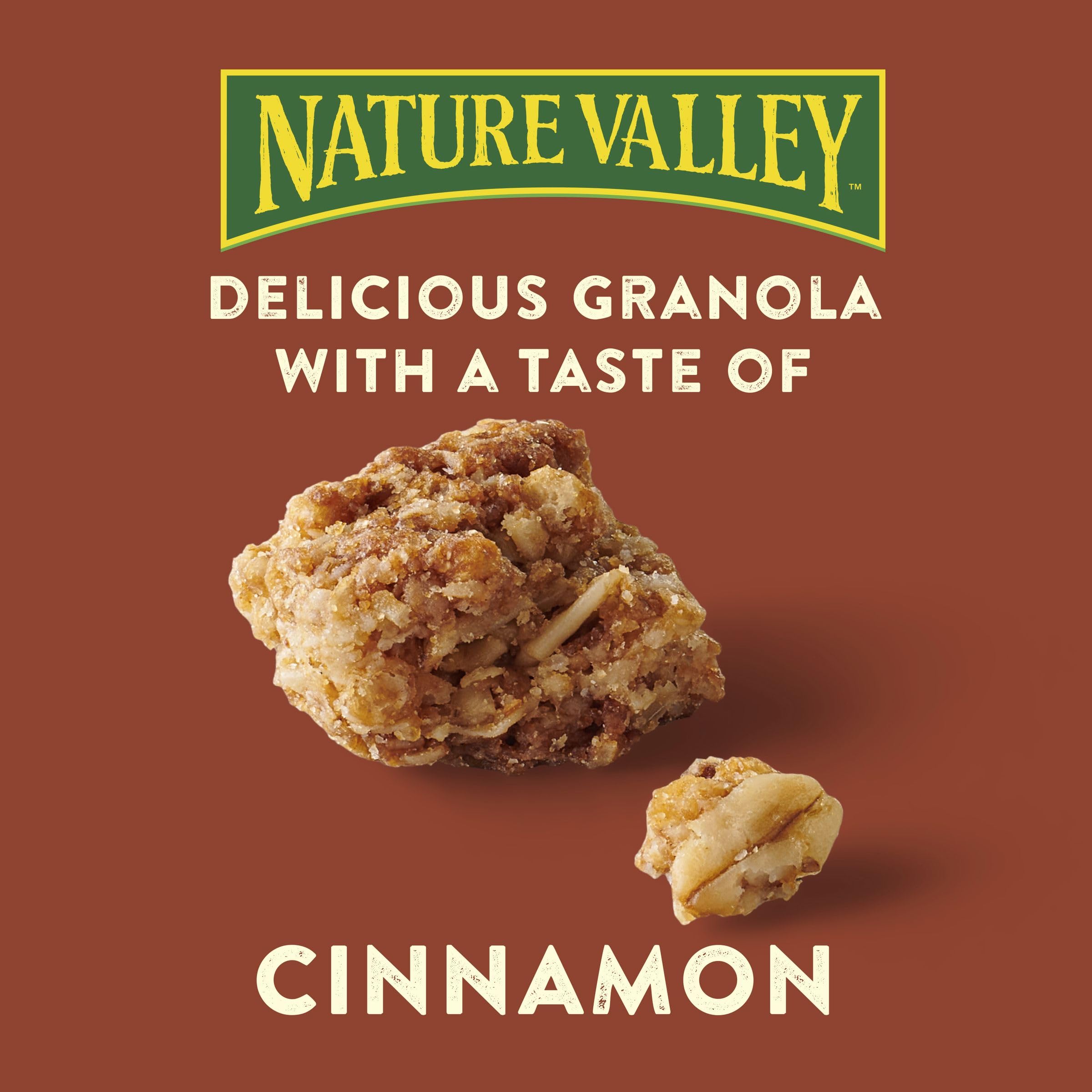 Nature Valley Crunchy Cinnamon Granola pouring into a bowl for breakfast