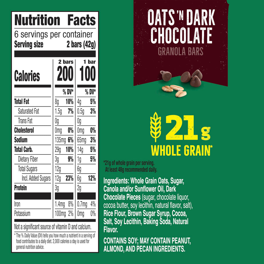 Nature Valley Crunchy Granola Bars Oats n Dark Chocolate pack—great pantry and lunchbox option