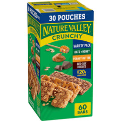 Nature Valley Crunchy Granola Bars Oats n Honey two-bar pouch for quick breakfast or snack.