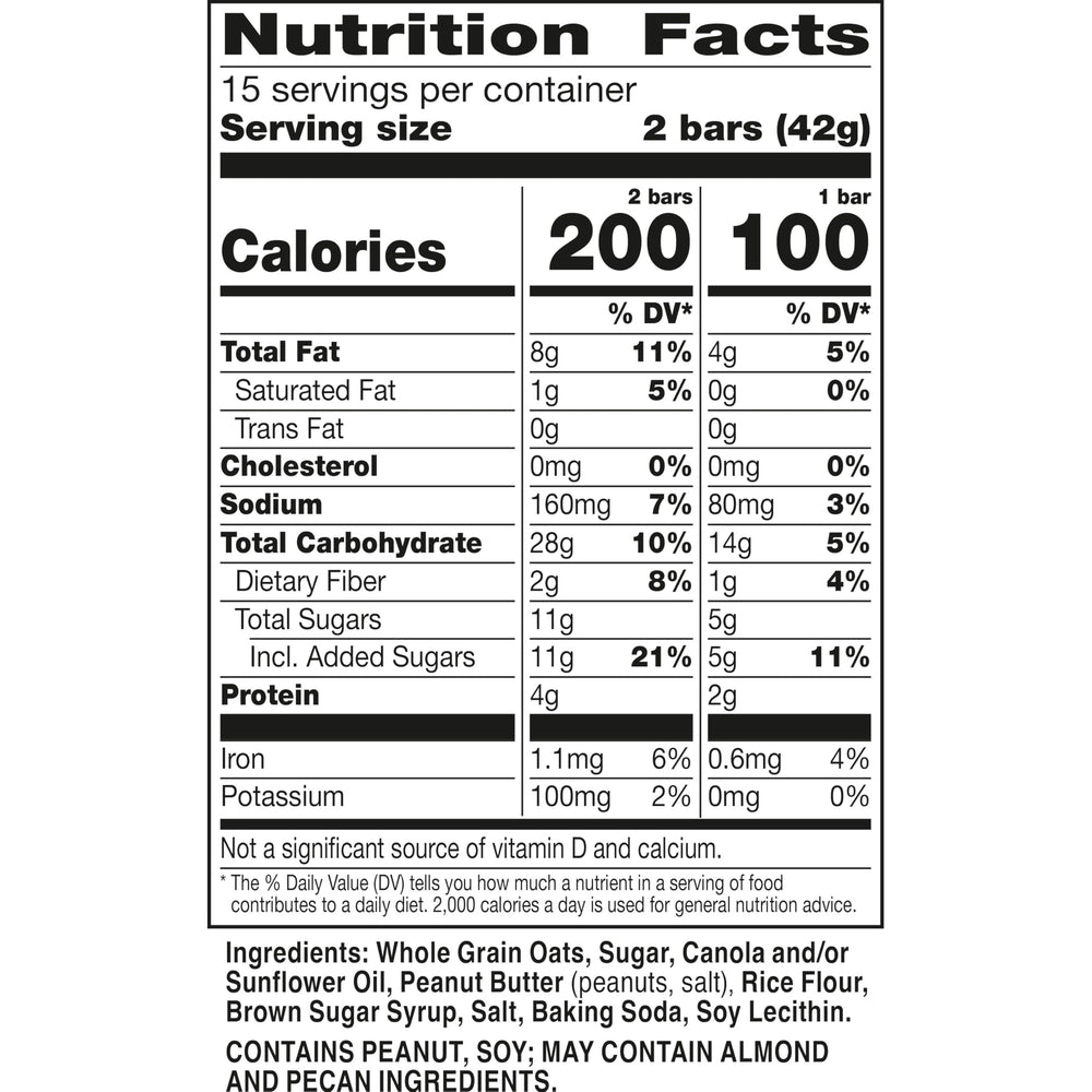 Close-up of oats and creamy peanut butter in a Nature Valley bar, on-the-go energy