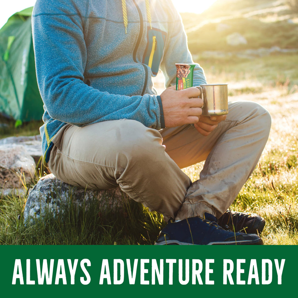 Outdoor trail snack setup with Nature Valley bars