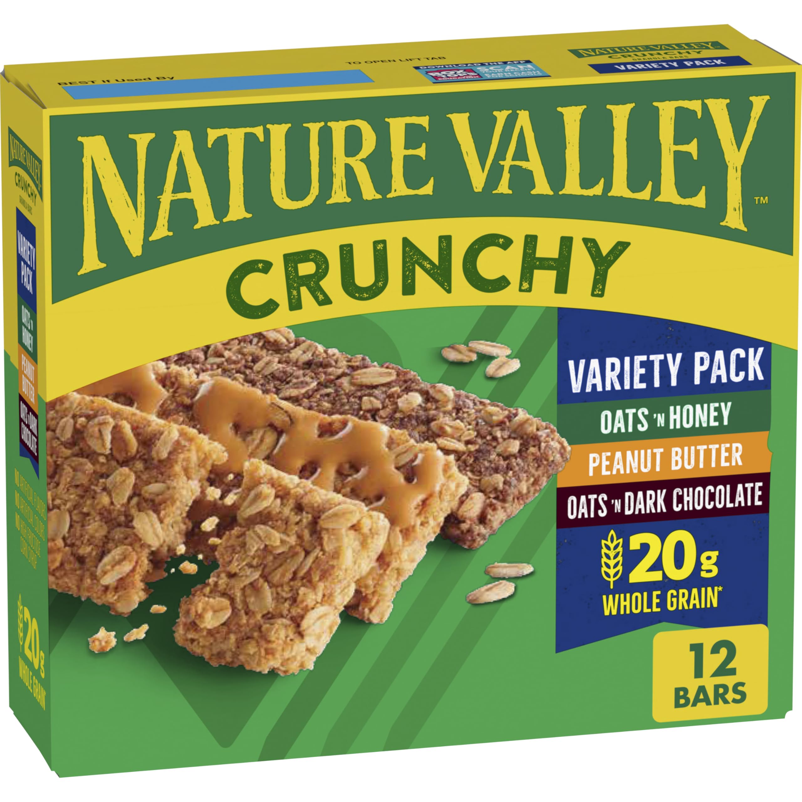 Nature Valley Crunchy Granola Bars variety-pack showing 12 bars for on-the-go snacking