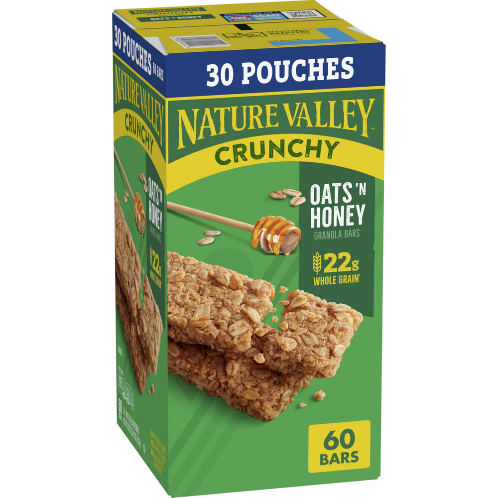 Nature Valley Crunchy Oats 'n Honey bar front view, convenient on-the-go energy.