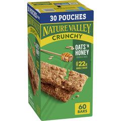 Nature Valley Crunchy Oats 'n Honey bar front view, convenient on-the-go energy.