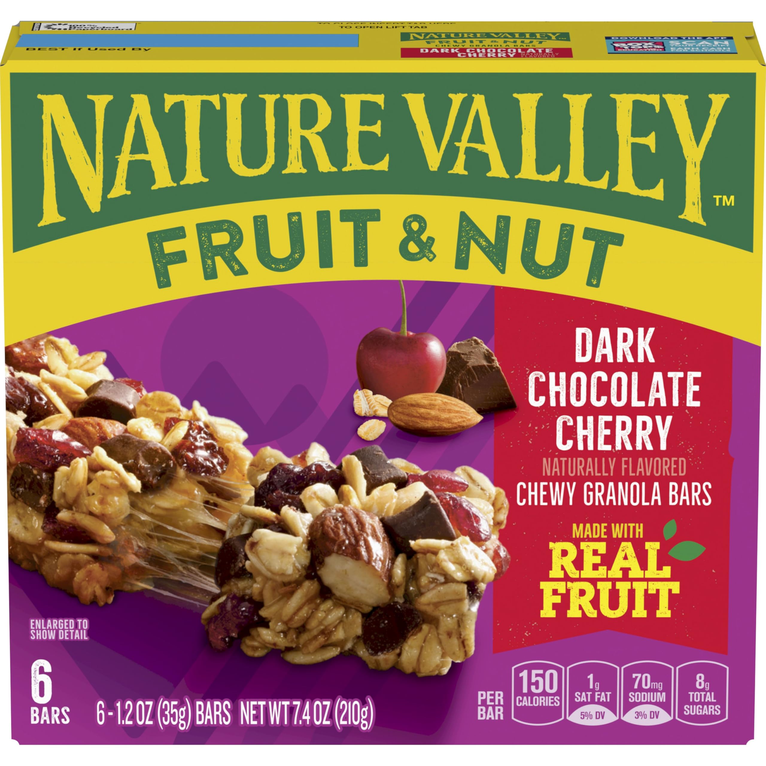 Nature Valley Almonds and Oats visible in the bar, suggesting a hearty, portable bite.