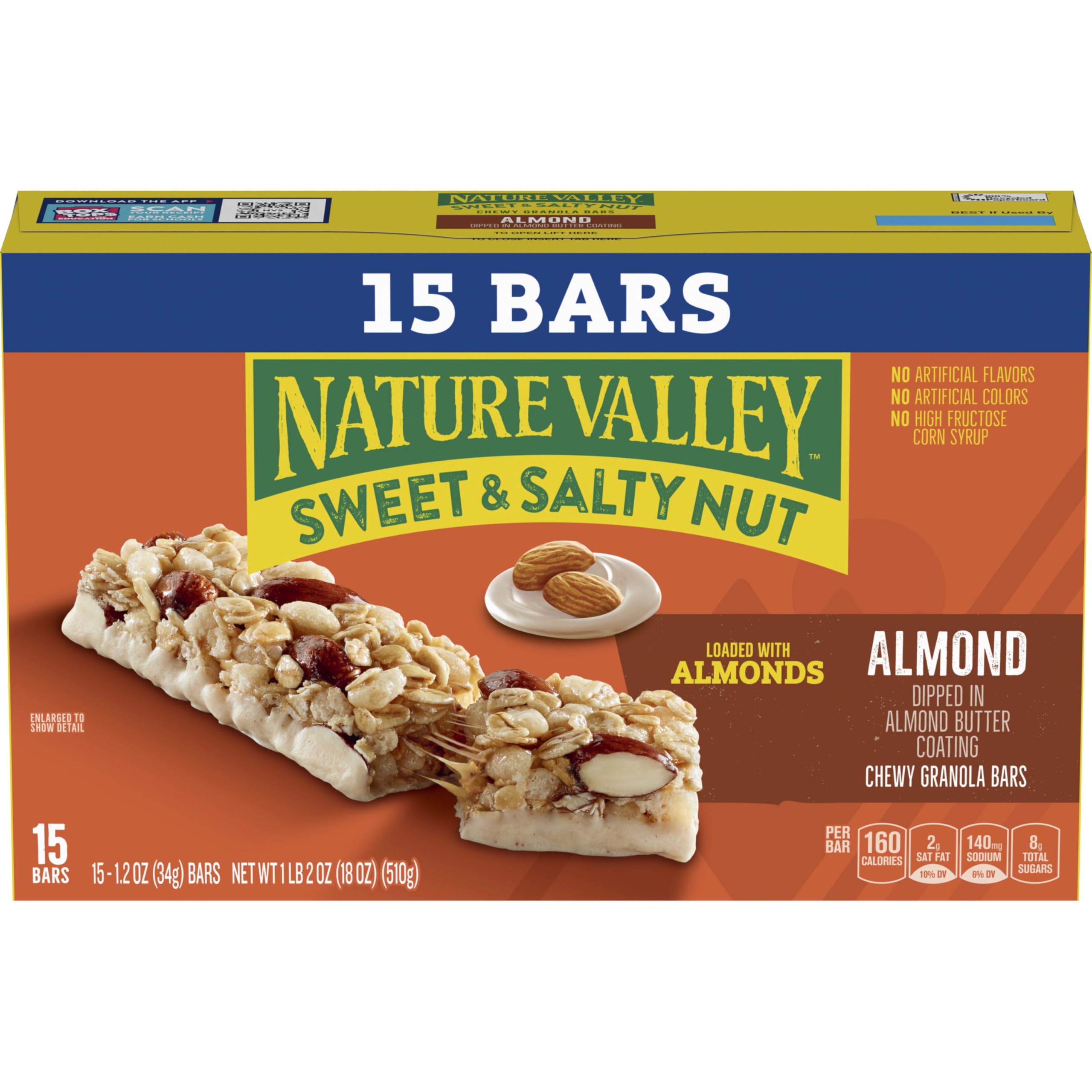 Dark chocolate chunks in Nature Valley bar deliver a rich bite.