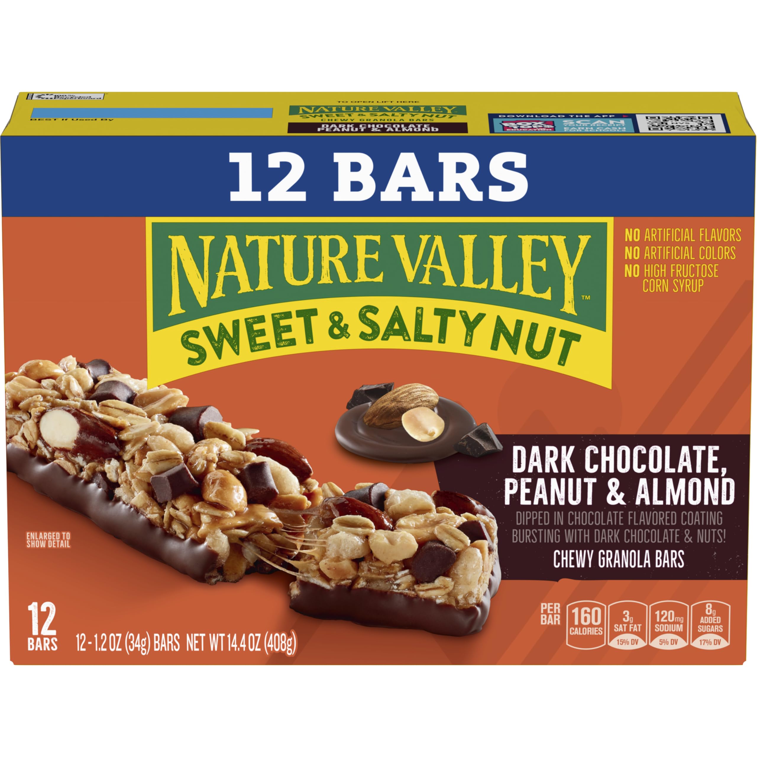 Nature Valley Dark Chocolate Peanut Almond bars in a lunchbox for a tasty boost