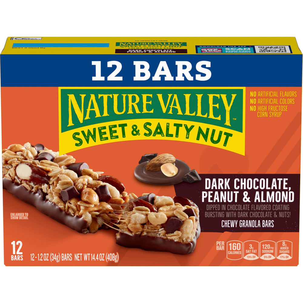 Nature Valley Dark Chocolate Peanut Almond bars in a lunchbox for a tasty boost