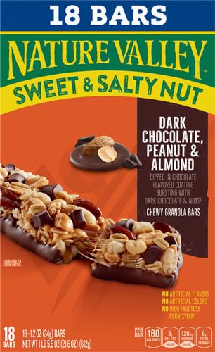 Nature Valley Dark Chocolate Peanut Almond Bars in a lunchbox.