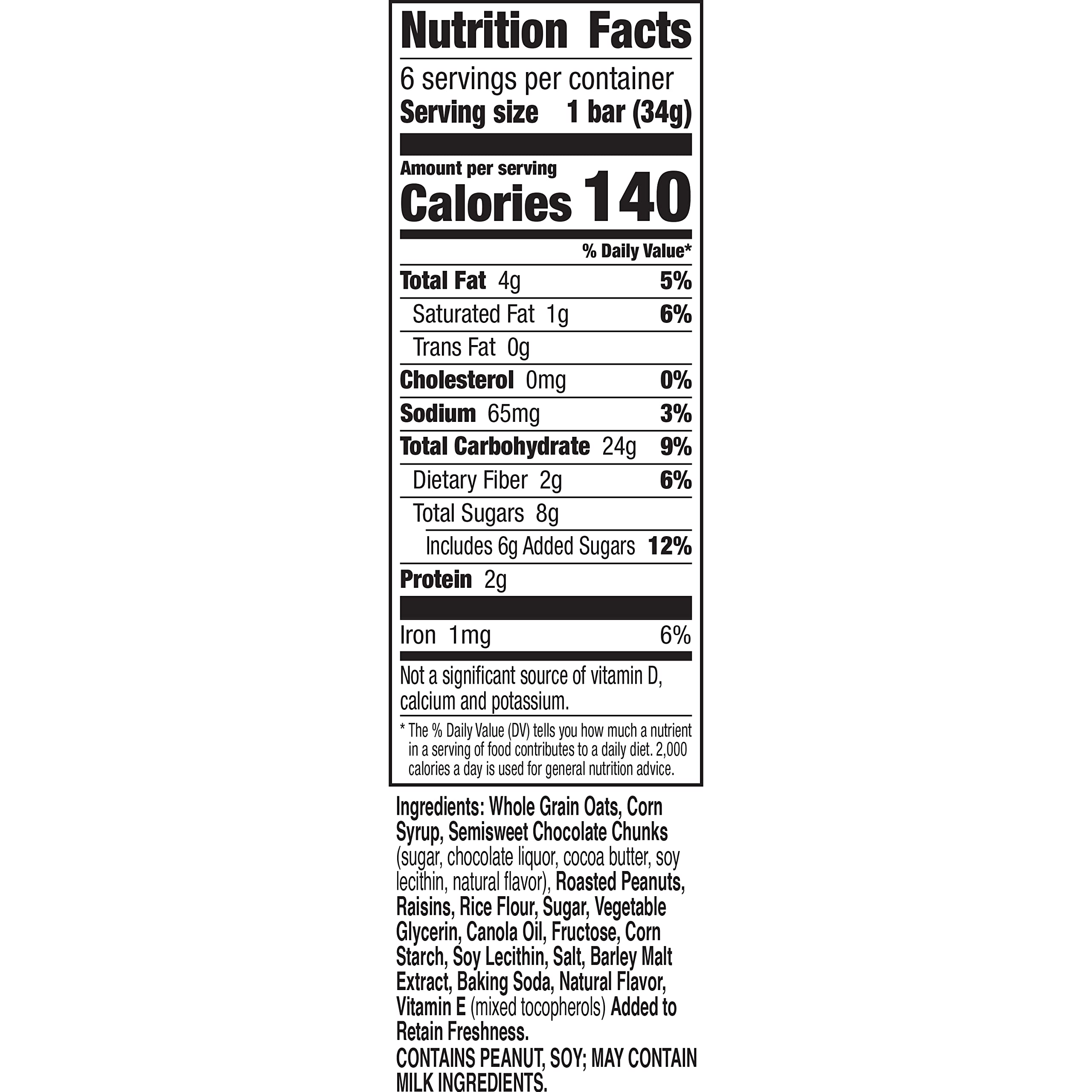 Close-up of Nature Valley bar showing oats, nuts, and raisins