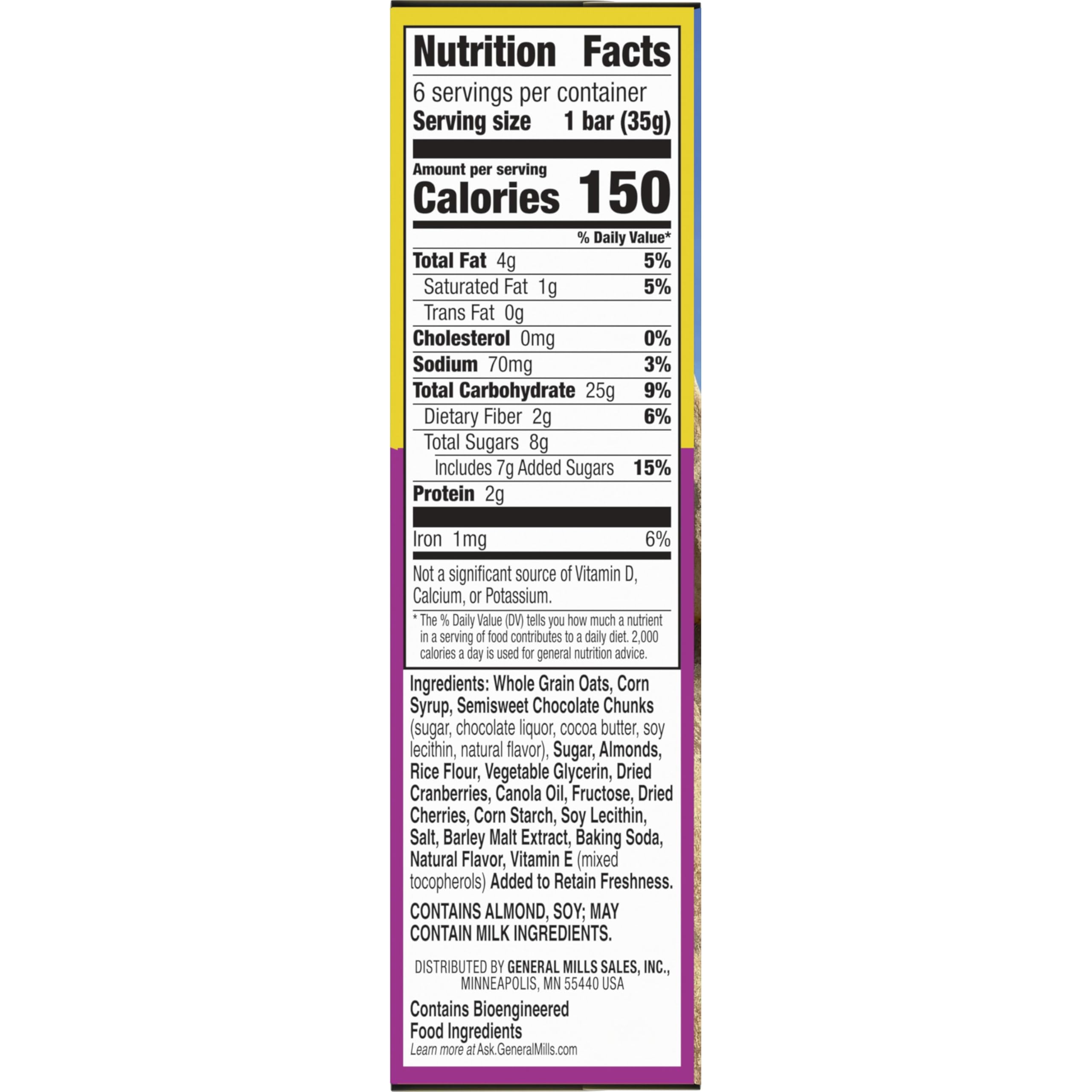 Nature Valley Dark Chocolate Cherry Granola Bars close-up highlights chewy fruit and nut texture.