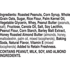 Close-up of Nature Valley granola bars dipped in peanut and almond butter for rich flavor.