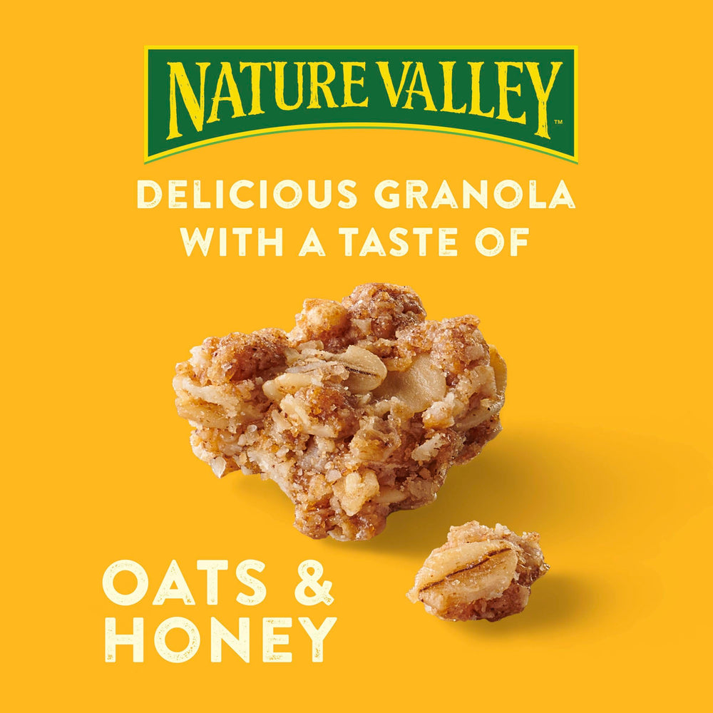 Nature Valley granola clusters close-up highlighting hearty texture and natural sweetness.