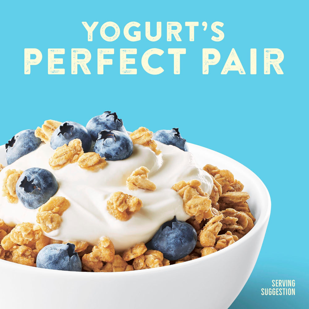 Granola stirred with milk creates a quick breakfast.