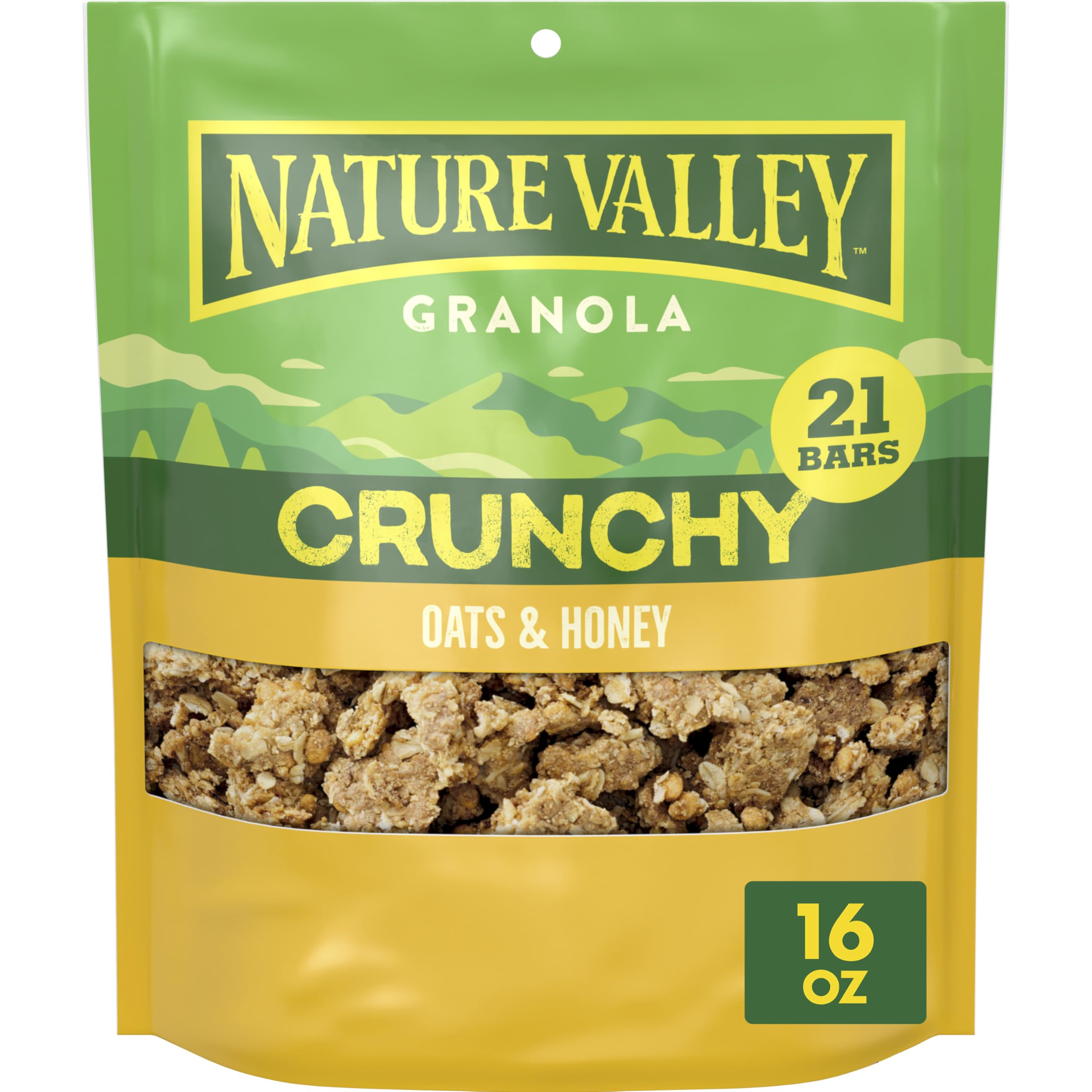 Nature Valley Oats and Honey granola bowl with yogurt and fruit for a quick breakfast.