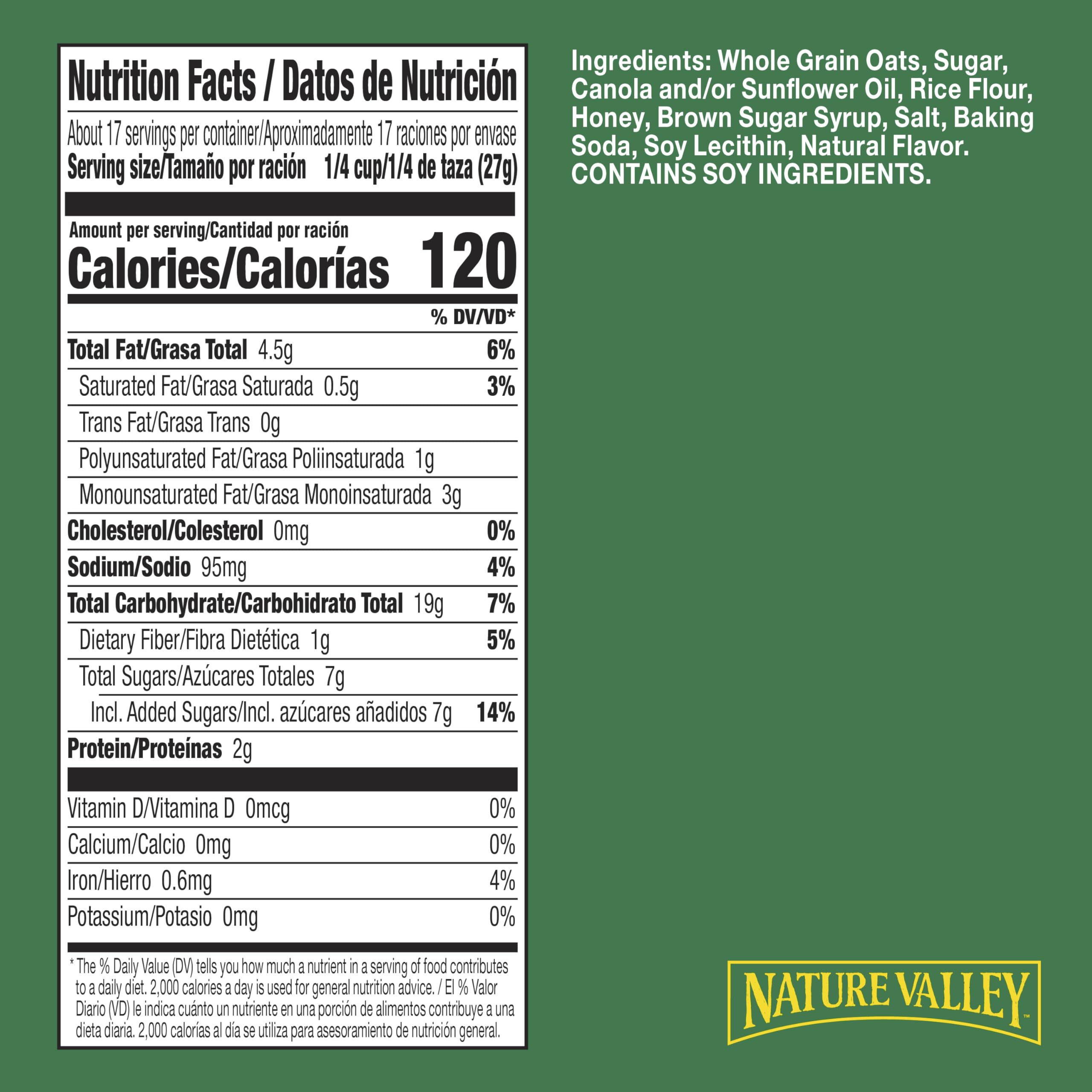 Nature Valley Oats and Honey on-the-go snack in a convenient 16 oz package.