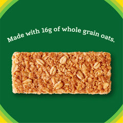 Nature Valley Oats 'n Honey bar closeup crunch highlighting oats and honey texture.