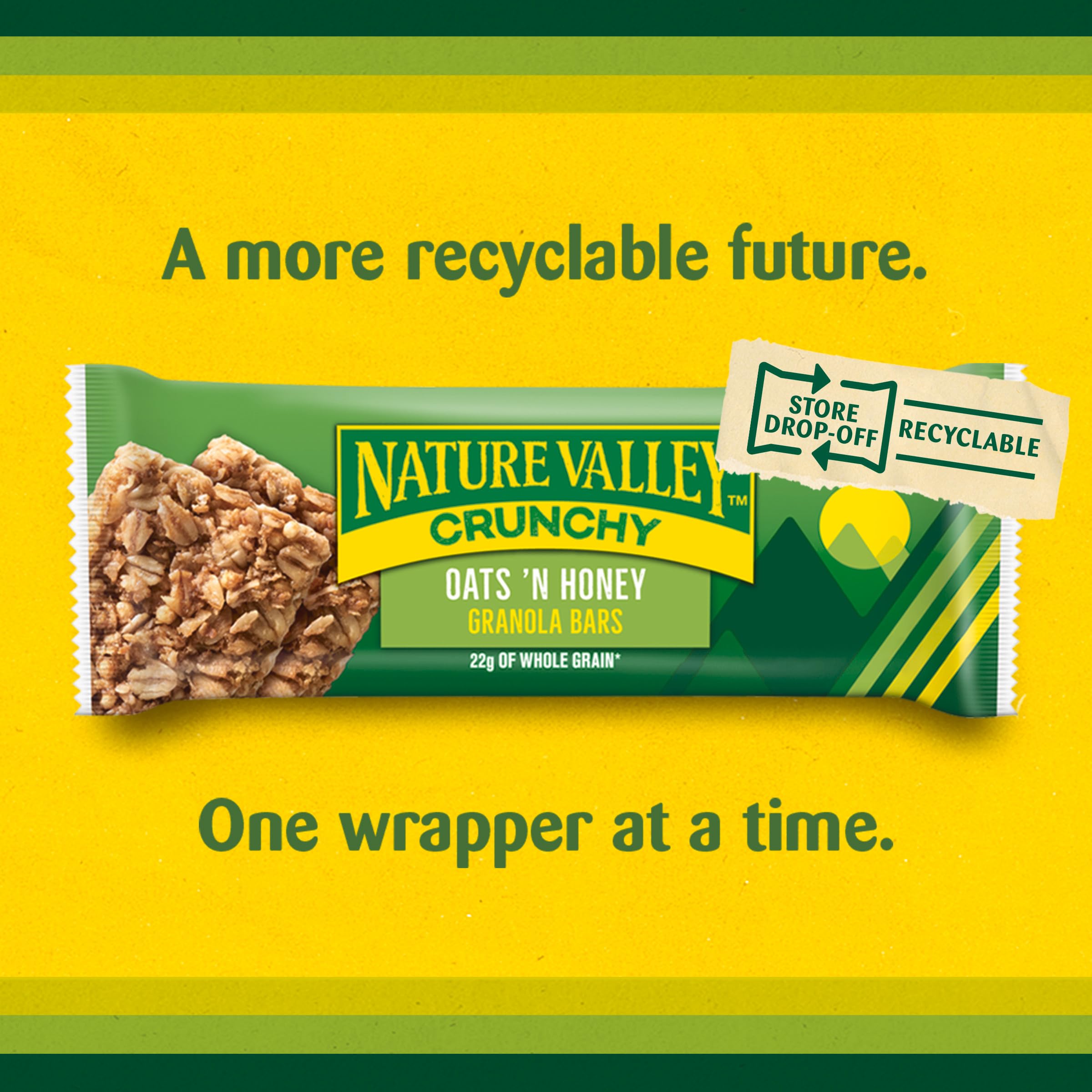Nature Valley Oats 'n Honey bar honey glaze detail suggests natural flavor.