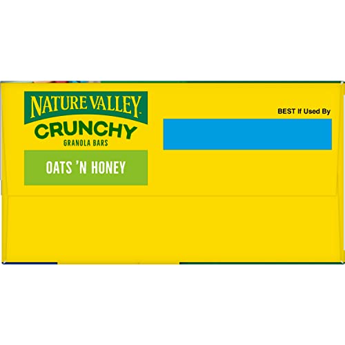 Packaging detail of Nature Valley box highlighting 30 bars in 15 pouches.