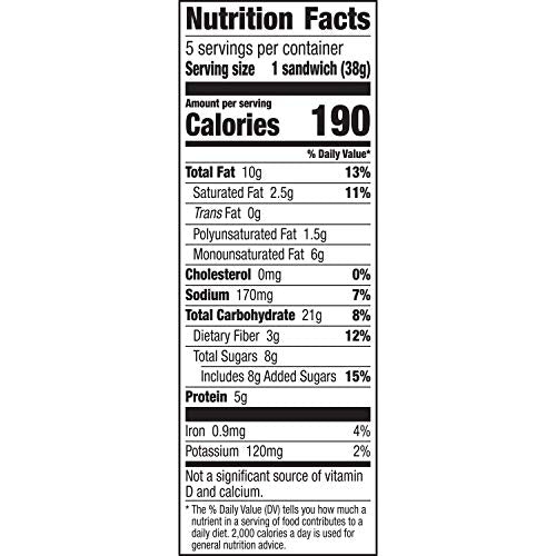 Nature Valley Peanut Butter Biscuit Sandwich unwrapped bar, quick breakfast option.