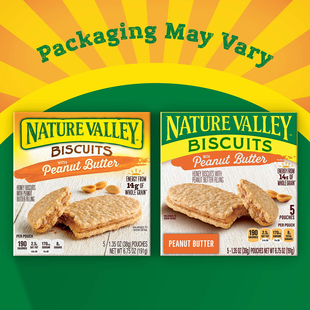 Nature Valley Peanut Butter Biscuit Sandwich whole grains for steady energy.