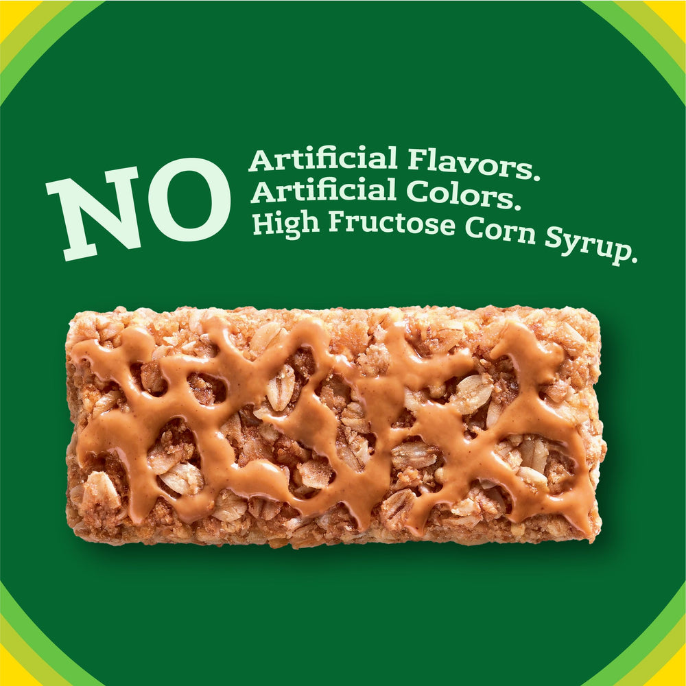 Close-up of Nature Valley Peanut Butter Crunchy Granola Bars showing crunchy texture and creamy peanut butter