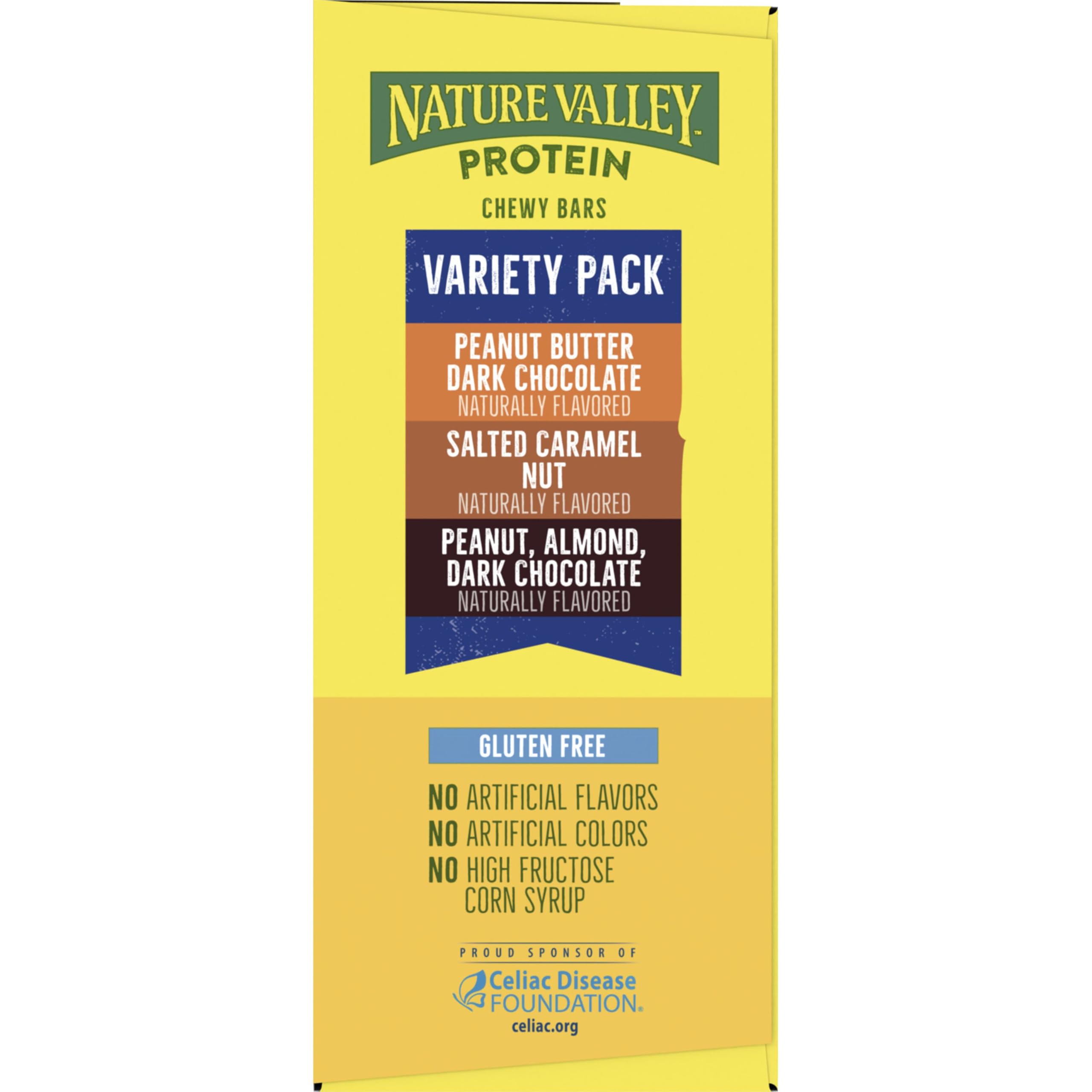 Nature Valley Protein Bars five bars of each flavor displayed.