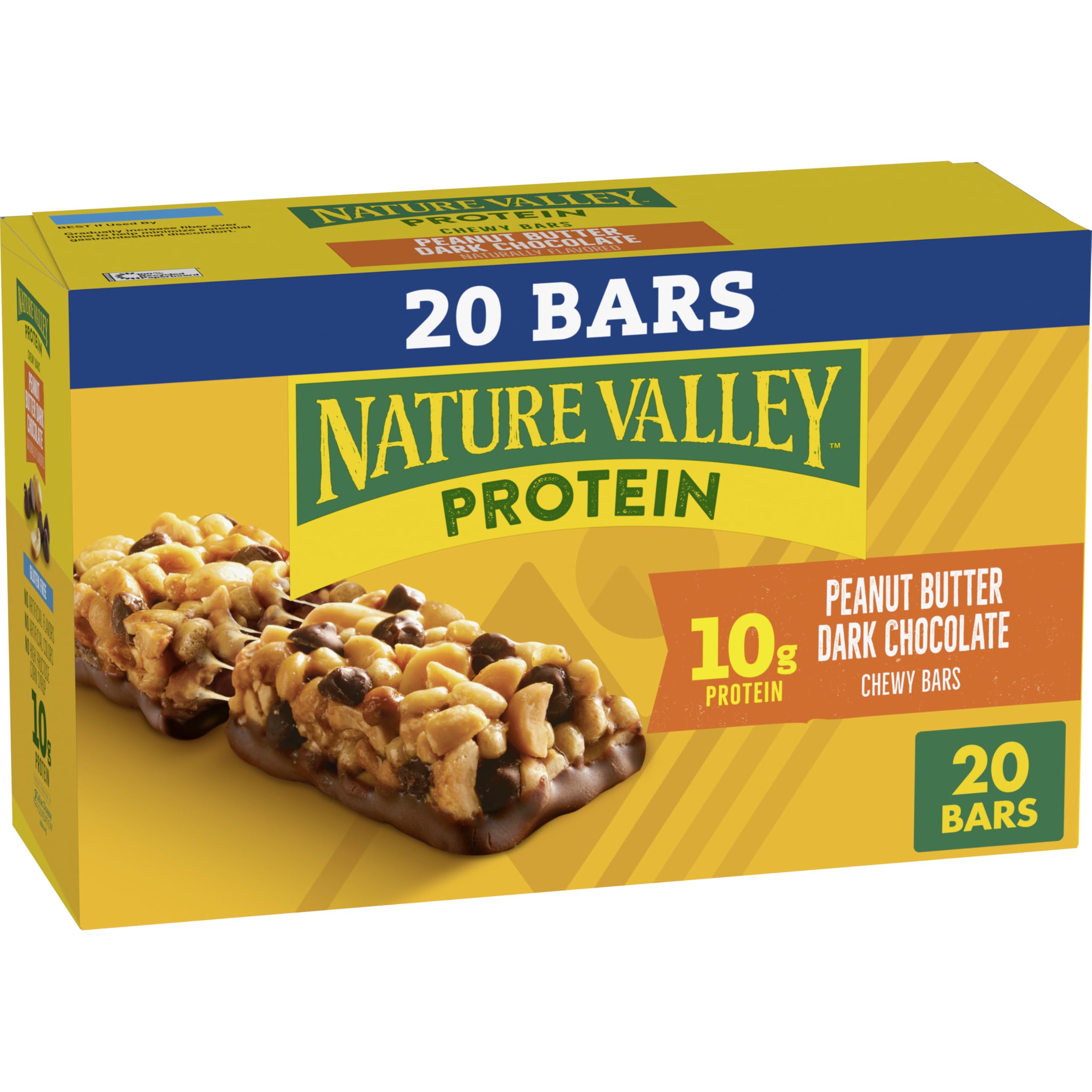 Nature Valley Protein Chewy Bars packaging shown as a convenient on-the-go snack.