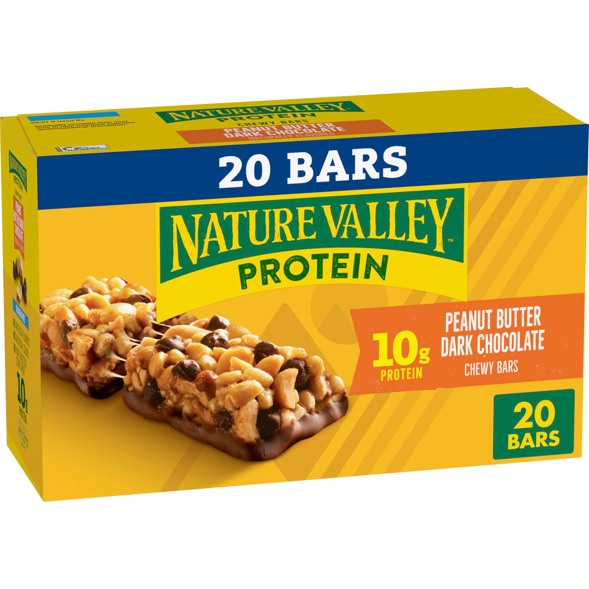 Nature Valley Protein Chewy Bars packaging shown as a convenient on-the-go snack.