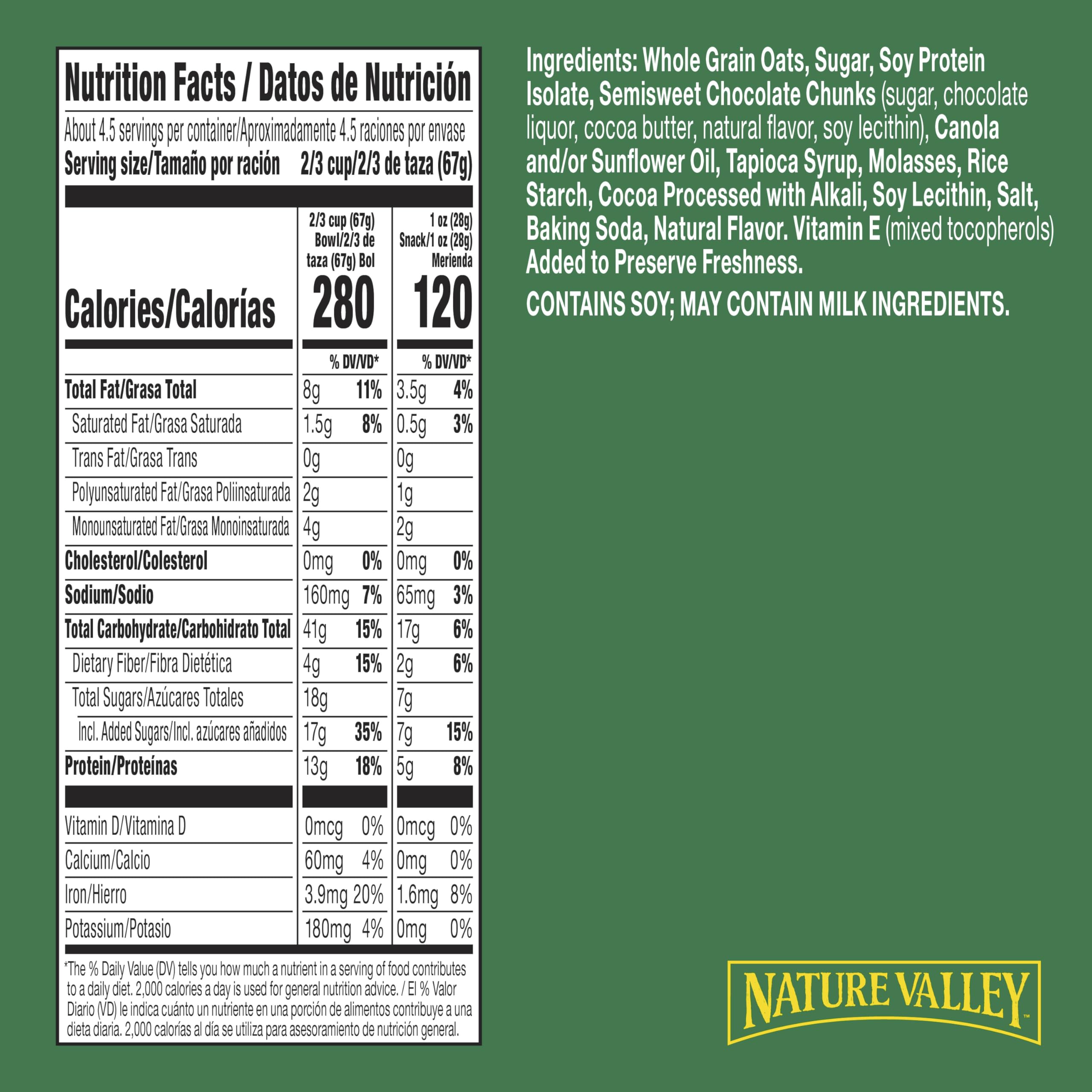 Nature Valley Protein Granola crunchy clusters highlight texture ideal for breakfast toppings.