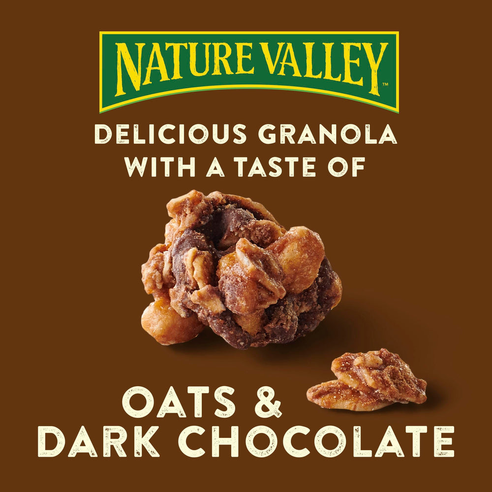Nature Valley Protein Granola dark chocolate detail emphasizes flavor in every bite.