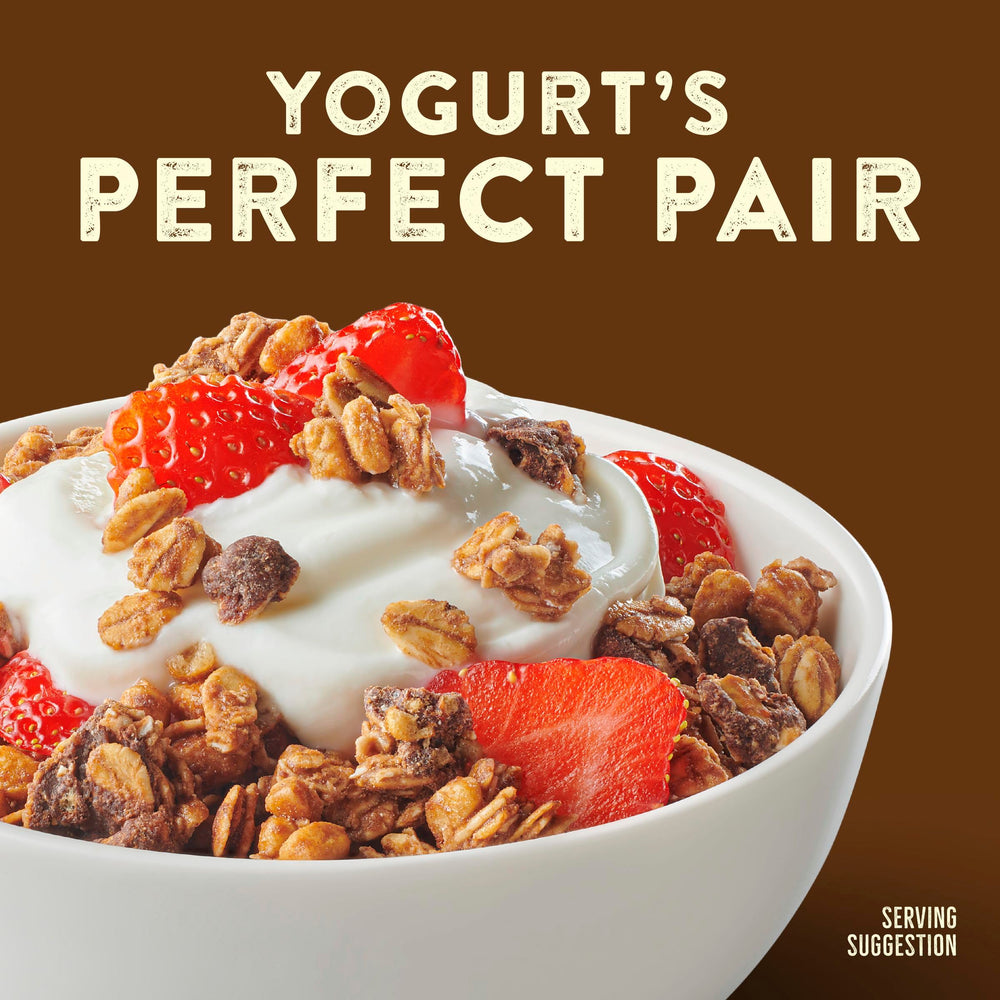 Nature Valley Protein Granola no high fructose corn syrup depiction emphasizes a simple ingredient list.