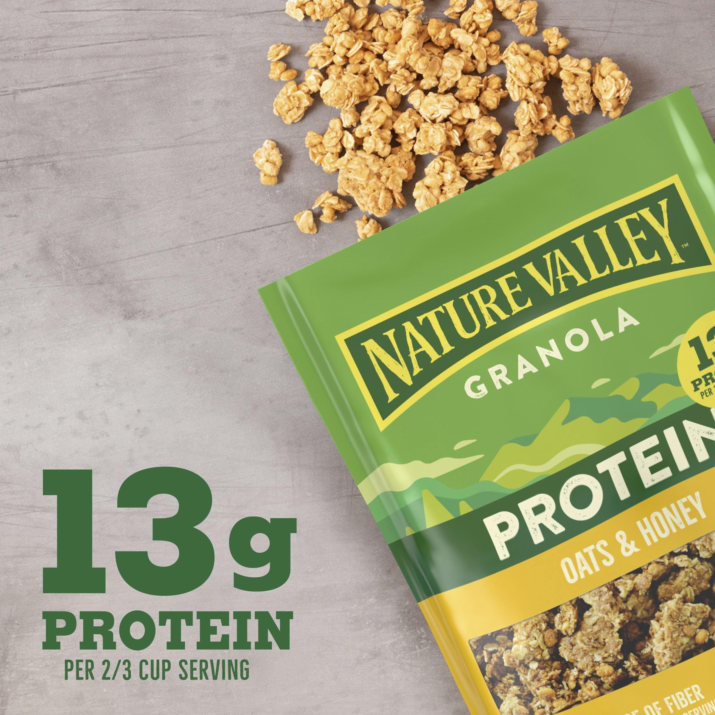 Nature Valley Protein Oats and Honey granola pouch resealable for on-the-go.