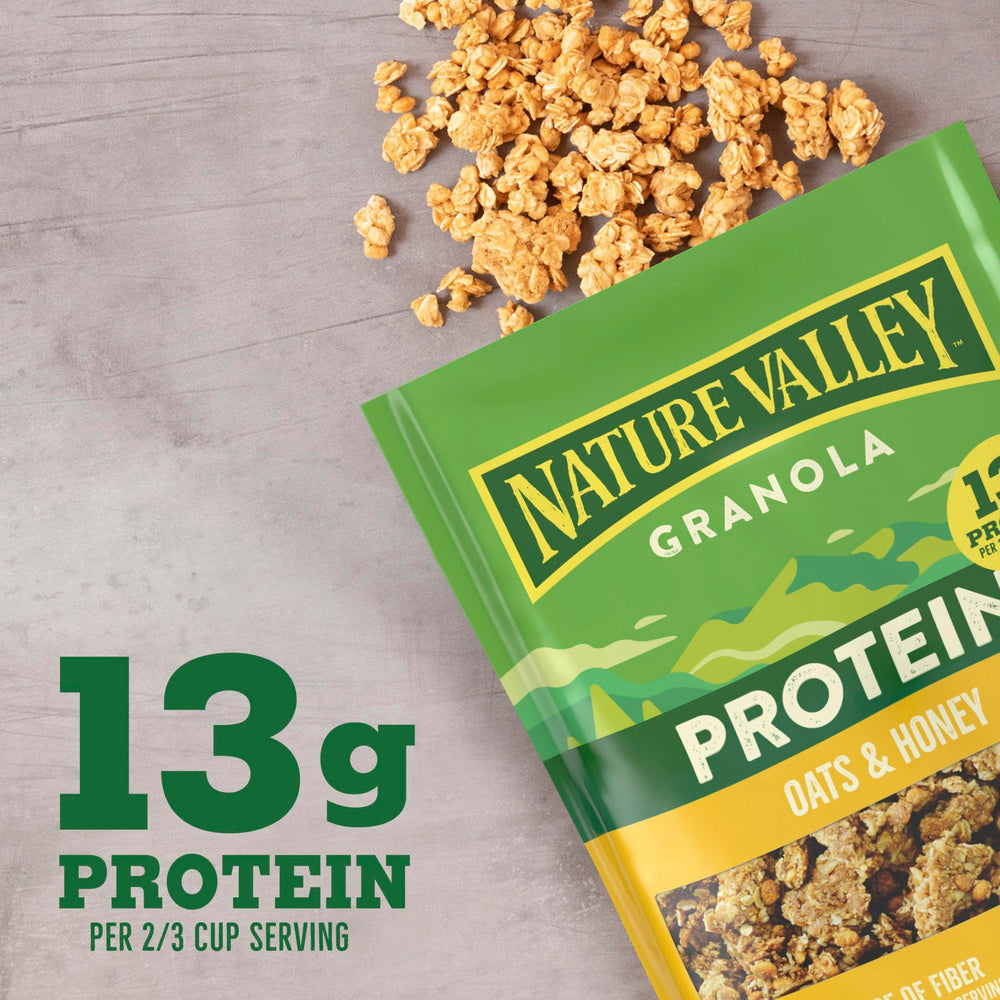 Nature Valley Protein Oats and Honey granola pouch resealable for on-the-go.