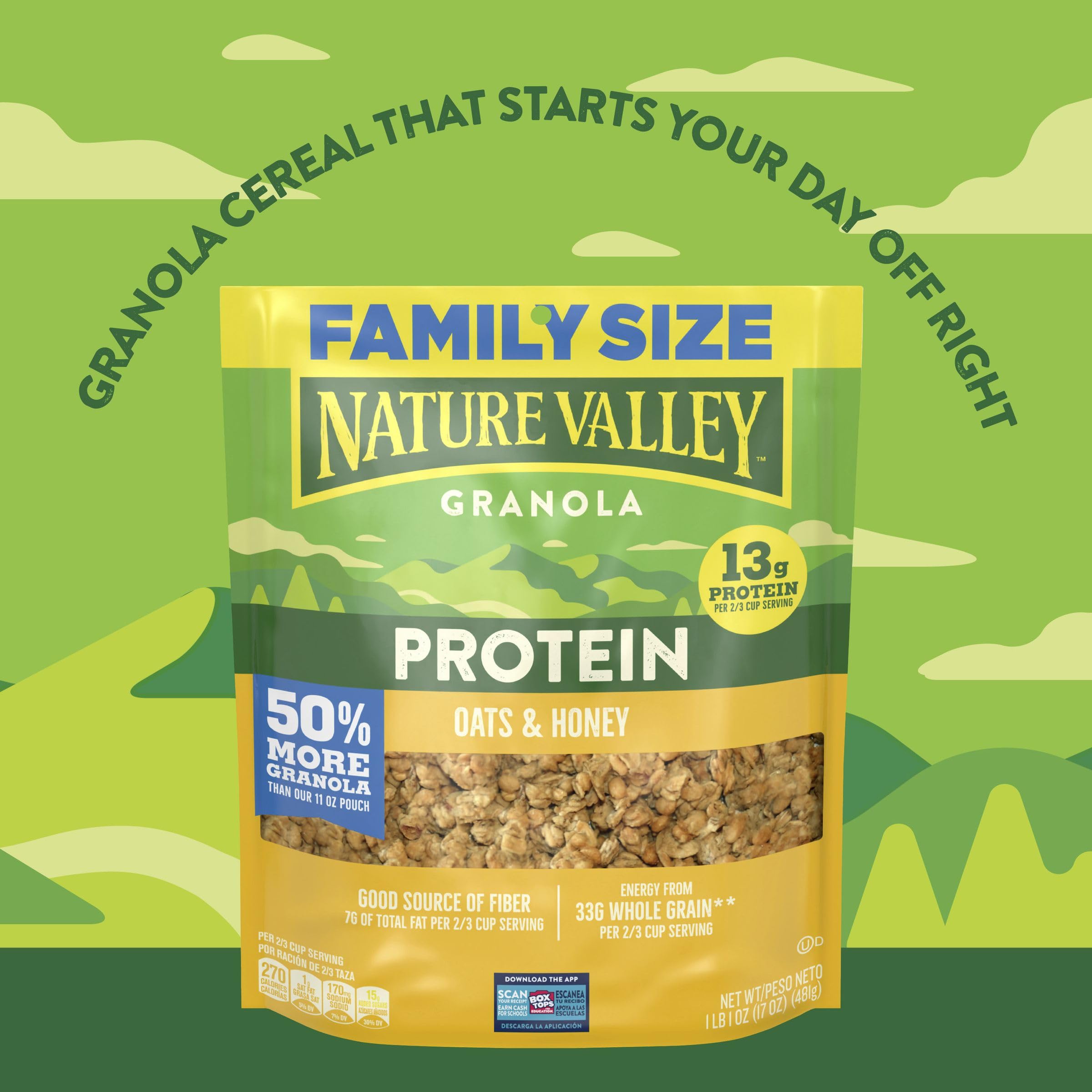 On-the-go Nature Valley granola snack beside a backpack