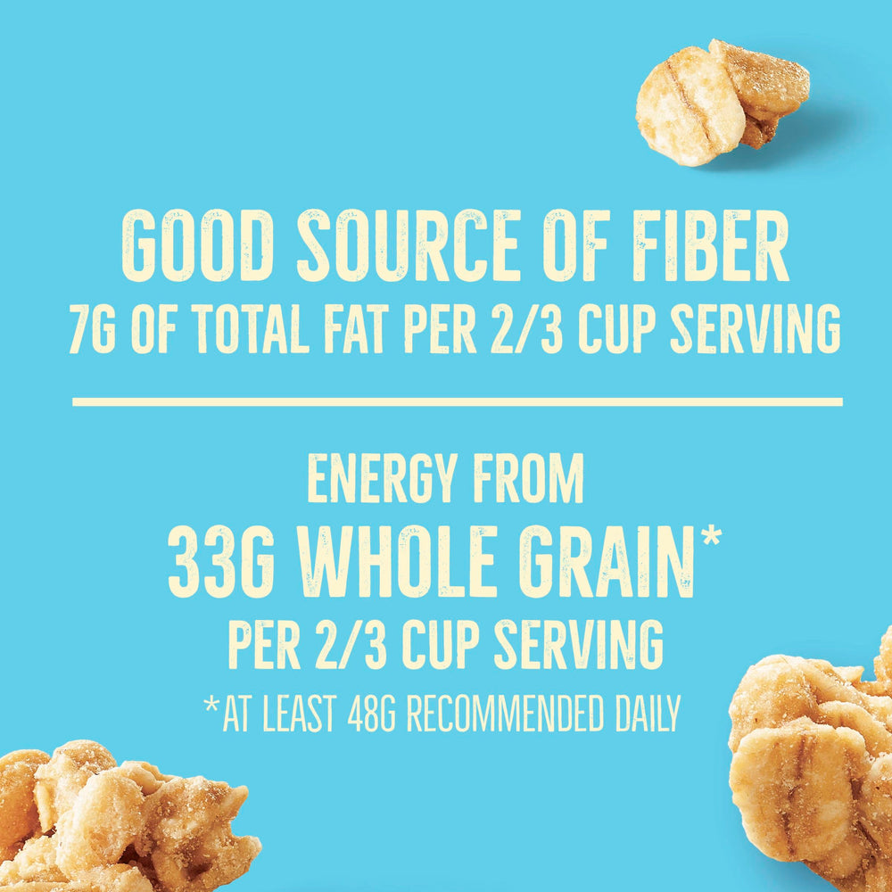Re-sealable pouch maintains crunch and portability.
