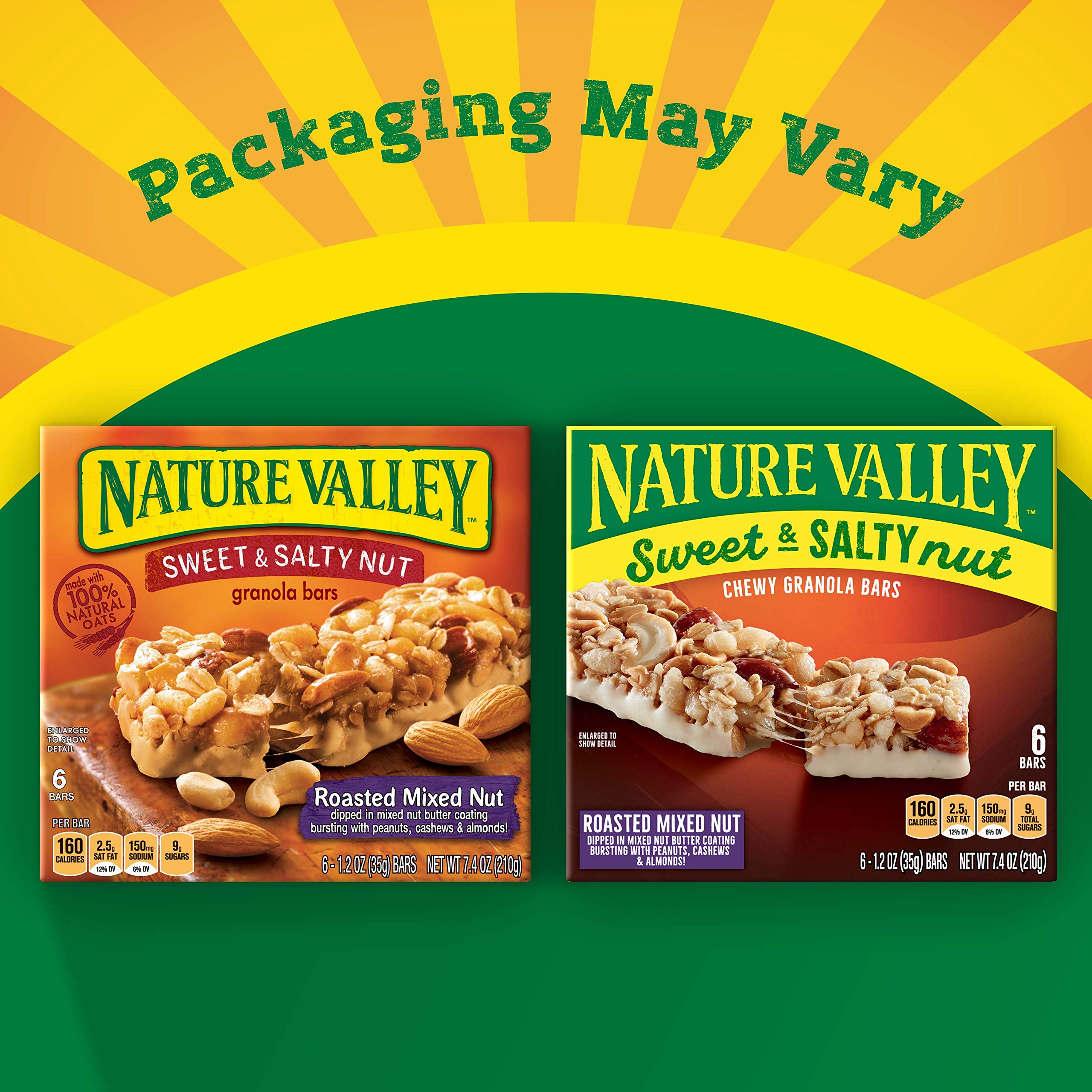 Nature Valley Roasted Mixed Nut bar with nut butter coating for creaminess.