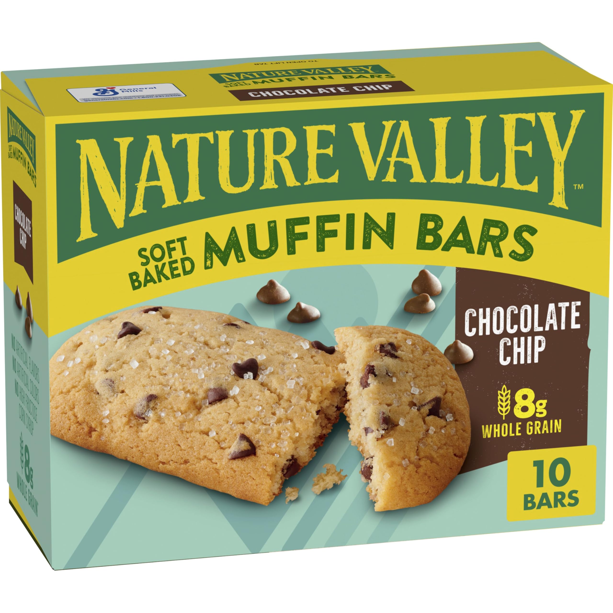 Nature Valley Soft Baked Muffin Bars Chocolate Chip packaging, perfect for quick on-the-go snacking.