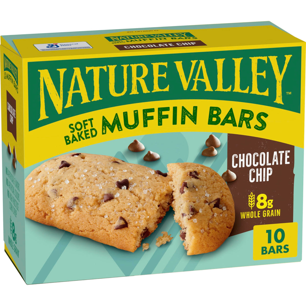 Nature Valley Soft Baked Muffin Bars Chocolate Chip packaging, perfect for quick on-the-go snacking.