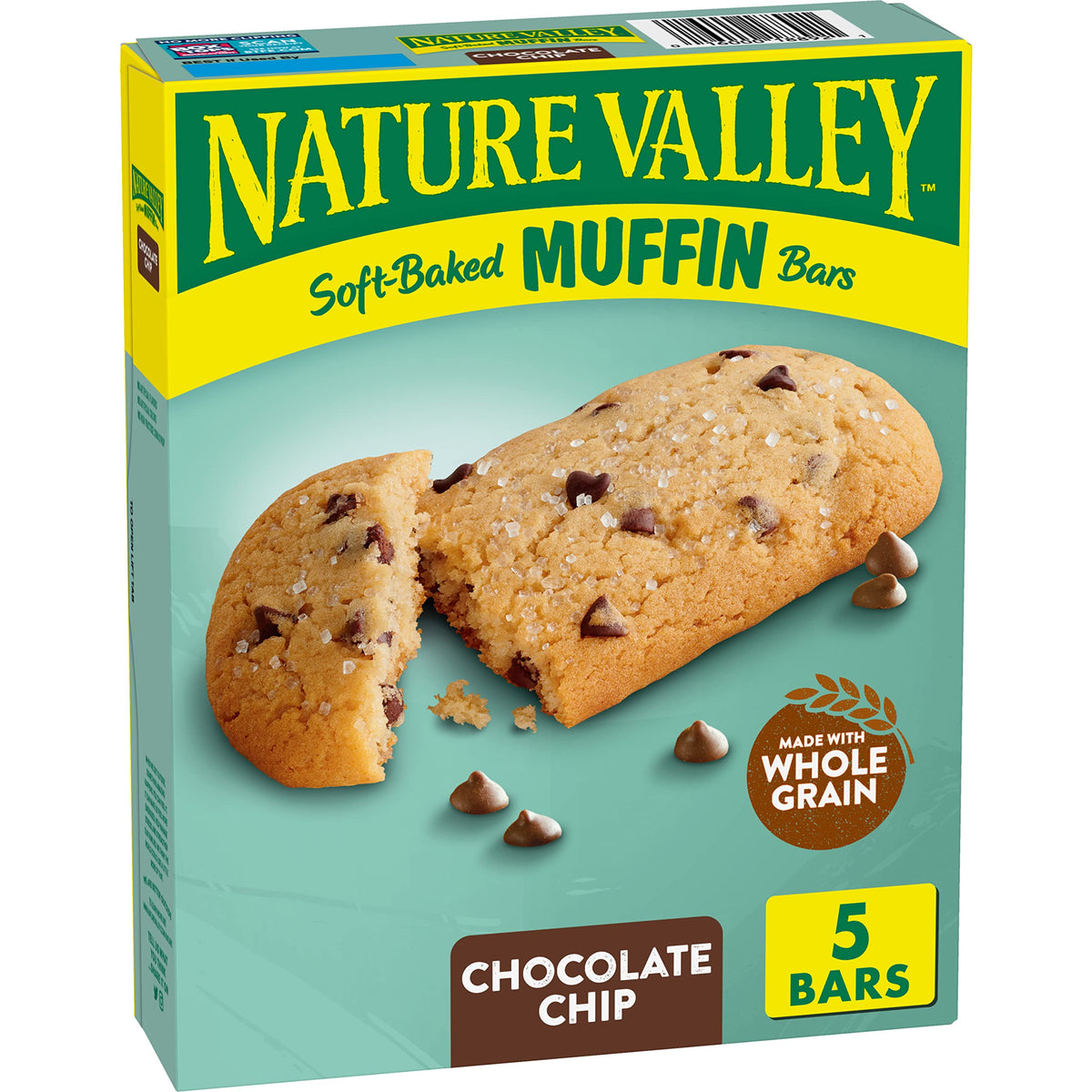 Nature Valley Chocolate Chip Soft-Baked Muffin Bars packaging, convenient pantry or lunchbox snack