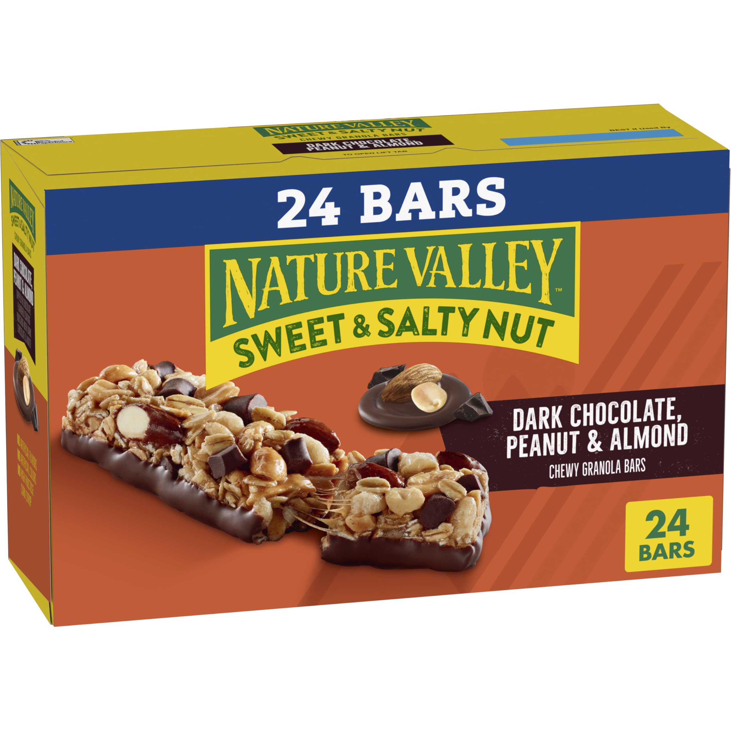 Nature Valley Sweet and Salty Nut Bars pack with dark chocolate and nuts, ideal for on-the-go energy.