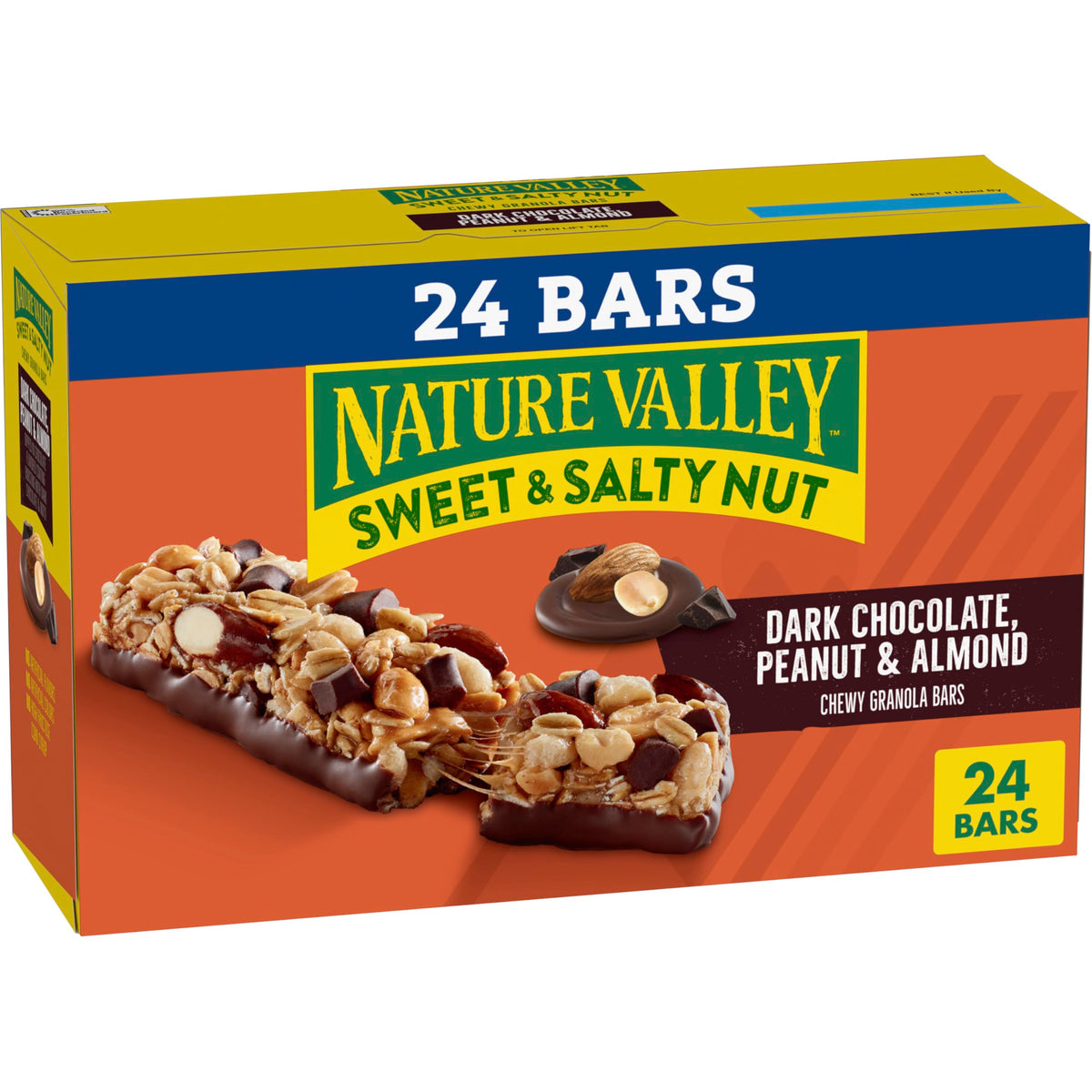 Nature Valley Sweet and Salty Nut Bars pack with dark chocolate and nuts, ideal for on-the-go energy.