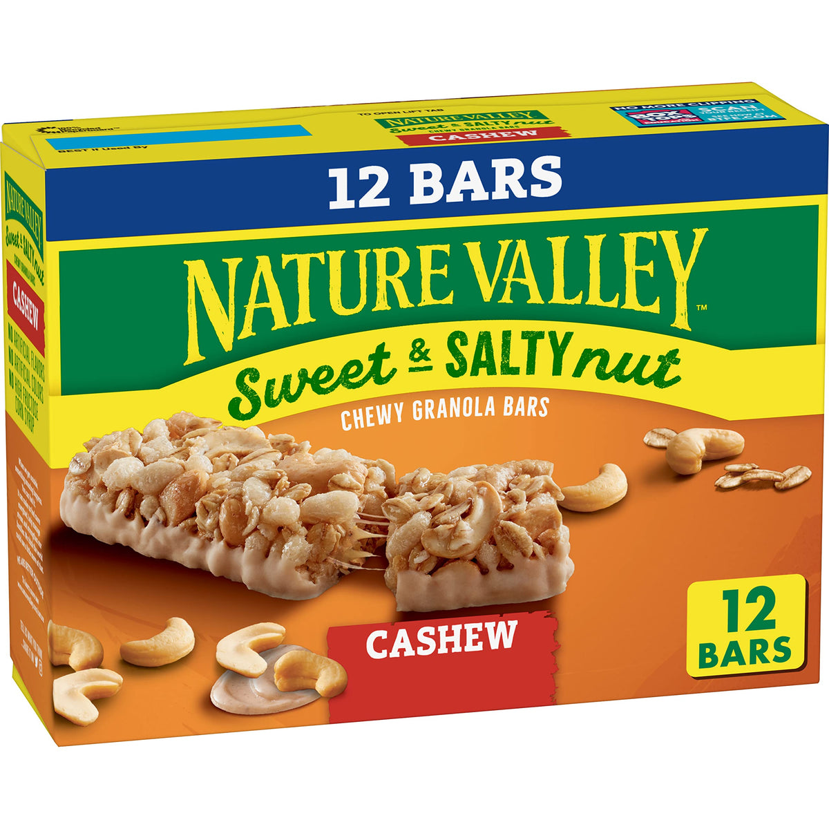 Nature Valley Sweet & Salty Nut Cashew bars packaging, pantry staple.
