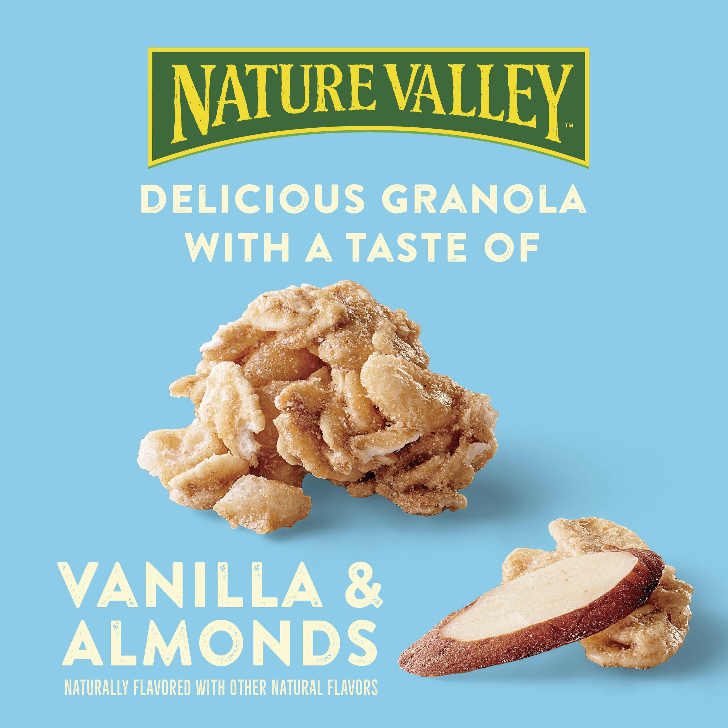 Nature Valley Vanilla Almond granola pouring into bowl for breakfast