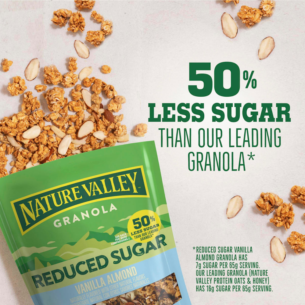 Real almonds in Nature Valley Vanilla Almond granola highlight wholesome crunch