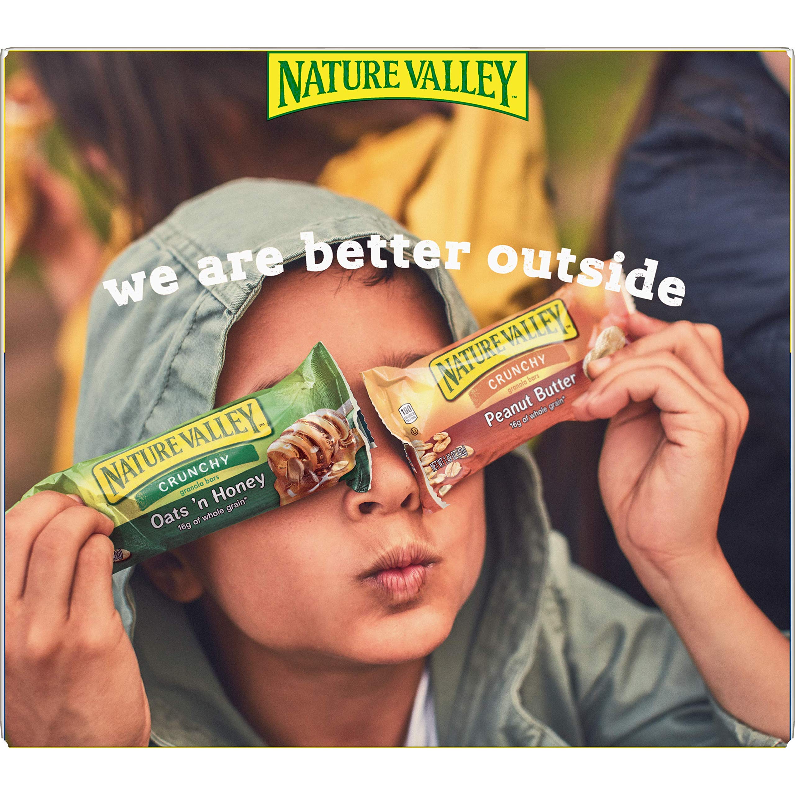 Whole grain oats highlighted, Nature Valley bars offer 20g per serving