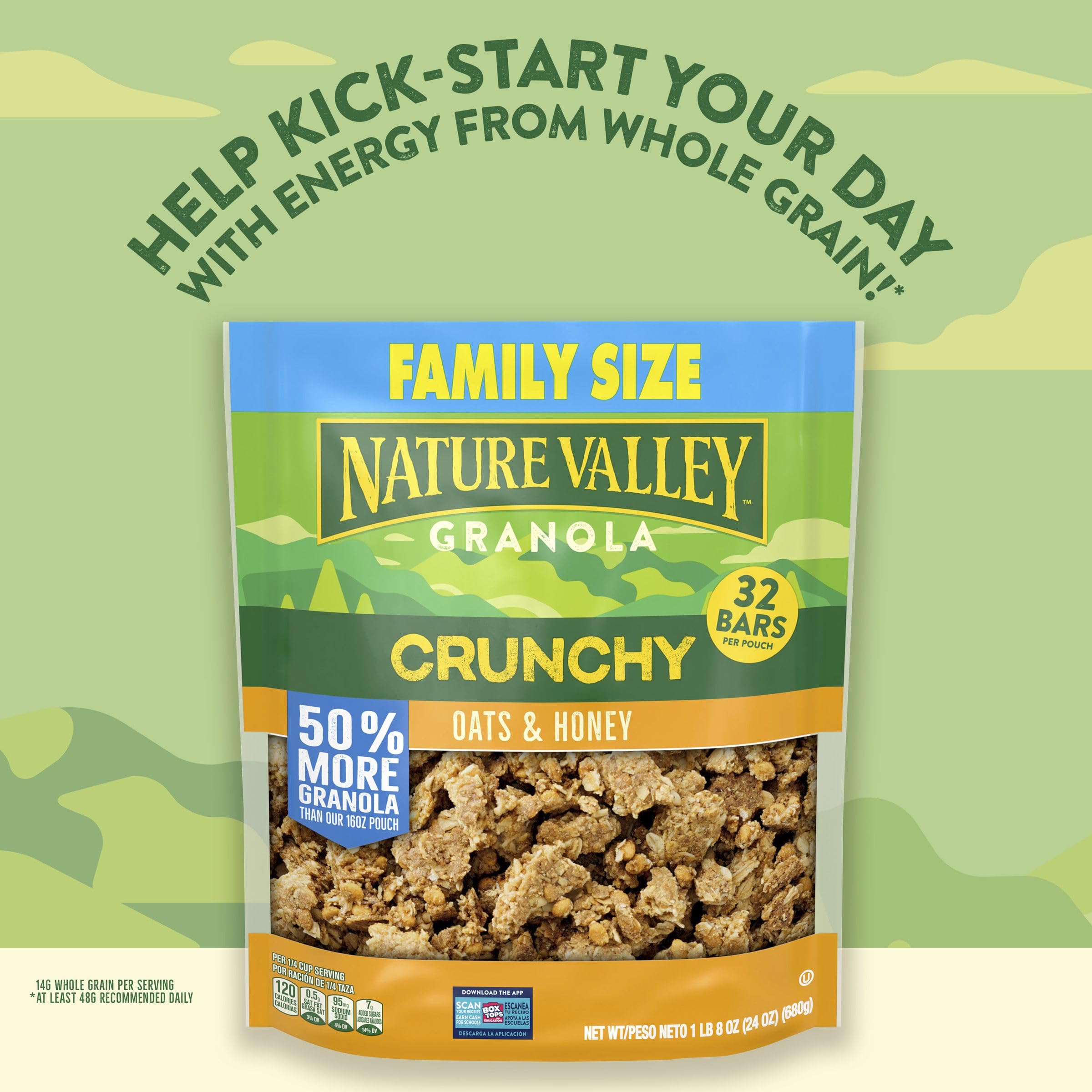 Nature Valley yogurt parfait topping showcases crunchy oats adding texture.