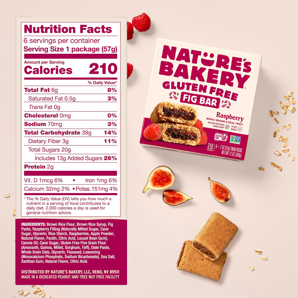 Nature's Bakery gluten-free ingredients close-up highlighting safe snack for gluten-sensitive needs.